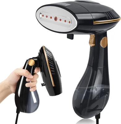 Produktbild von Dampfglätter 1500W 25g/min 168ml Tank faltbar 2in1 Bügelmodus tragbare Dampfbürste Edelstahlsohle inkl Handschuh für Kleidung Reisen Büro