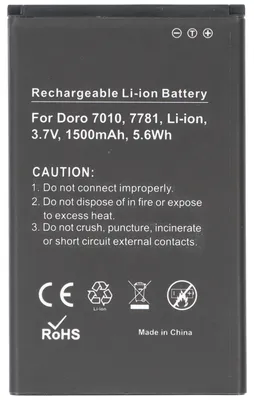 Zdjęcie produktu dla Akumulator pasujący do modeli Doro 7010, 7781, Li-ion, 3,7 V, 1500 mAh, 5,6 Wh