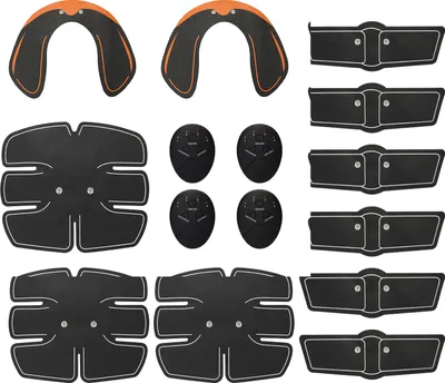 Immagine prodotto di set di stimolatori muscolari EMS da 15 pezzi - trainer per fianchi e adesivi per muscoli addominali per il fitness e l'allenamento di tutto il corpo, batterie non incluse