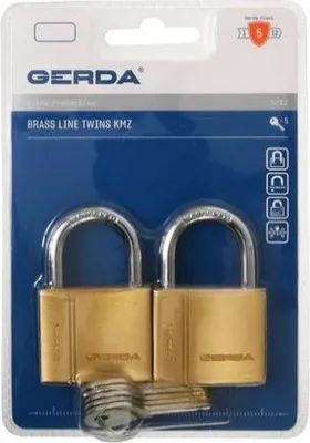 Immagine prodotto di Lucchetti in ottone (2 pezzi) GERDA BRASS LINE KMZ S40, con chiave uguale, confezione blisterata