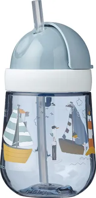 Produktbild von Mepal – Strohhalmbecher Mepal Mio – Kleinkind Strohhalm Becher ab 9 Monaten – Auslaufsichere Trinkflasche für Kleinkinder- Spülmaschinengeeignet &  frei – 300ml – Sailors Bay