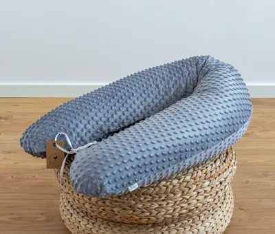 Produktbild von 190 cm L/XL Graphit 100% MINKY 350g Seitenschläferkissen Stillkissen Schwangerschaftskissen Medium-WEICH Kissen + Bezug Lagerungskissen Kuschelkissen