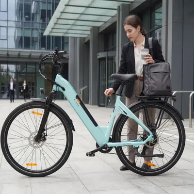 Image de Vélo électrique 28 pouces, batterie 20 Ah, à partir de 155 cm, vélo de ville électrique avec cadre bas, autonomie du moteur jusqu'à 120 km, vélo de ville électrique, vélos hollandais électriques, vélo électrique