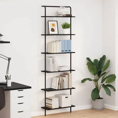 Produktbild von "Schlussverkauf" Bücherregal rechteckig - 1 pc - Büroregal mit Stauraum - Schwarz Eichen-Optik 60x24x203 cm Holzwerkstoff C12304