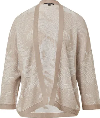 Produktbild von Comma Strickjacke in Braun, Gr. S, mit V-Ausschnitt und 3/4-Arm aus floralem Viskosemix-Feinstrick
