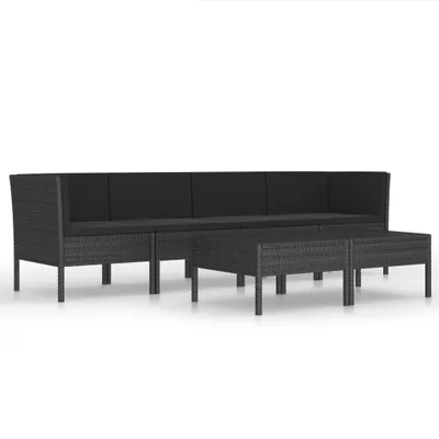 Produktbild von 6-tlg. Garten-Lounge-Set mit Auflagen Poly Rattan Schwarz