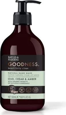 Productafbeelding van Goodness tekuté mýdlo, handzeep Oud, Cedar & Amber, natuurlijke formule voor vrouwen, 500 ml - Baylis & Harding