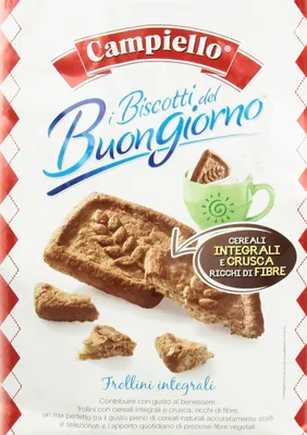Produktbild von Campiello i Biscotti del Buongiorno Frollini Integrali con cereali e crusca kekse mit Vollkornprodukten und Kleie 700g biscuits cookies 100% Italienische Kekse