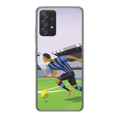 Produktbild von MuchoWow® Handyhülle Schutzhülle Hülle für Samsung Galaxy A53 5G Eine Illustration von Spielern, die in einem Stadion Fußball spielen - Junge - Mädchen - Kinder Silikon Softcase Handy Hülle - Schutzabdeckung