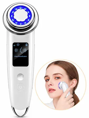 Produktbild von Gesichtspflegegerät 4-in-1, LED Beauty Gerät mit EMS, Wärme und Vibration, 5 Stufen, für Gesicht und Augen, Weiß