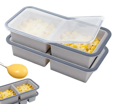 Silikon-Gefrierschublade mit Deckel, 500 ml, grau, 2er-Set