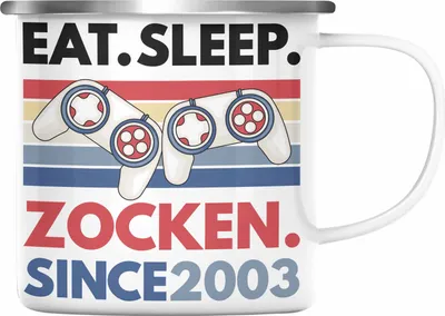 Produktbild von Trendation - 18. Geburtstag Emaille Tasse Jungen Jungs Geschenk 18er Geschenkidee 18 Sohn Gamer (Silber)