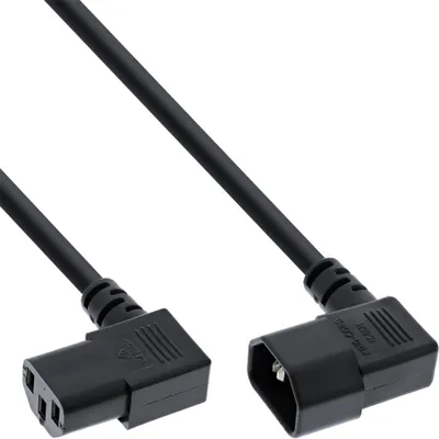Produktbild von InLine® Netzkabel Kaltgeräteverlängerung, C13 auf C14, 90° abgewinkelt, 0,4m