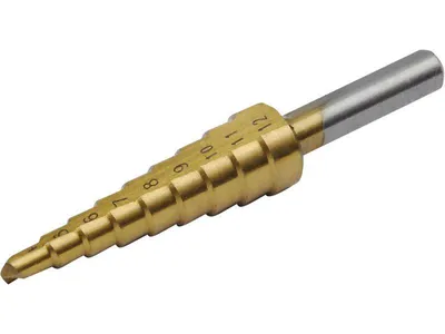 Obrázok produktu pre Krokový vrták Extol Craft (20051) ?4-12mm, krok 1mm, 9 otvorov, stopka ?6mm, dĺžka 69mm, TiN