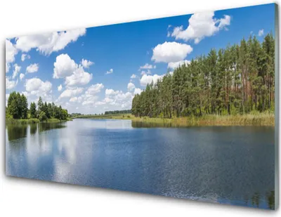 Produktbild von Acrylglasbilder 100x50 Wandbild Druck Wald See Landschaft