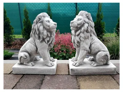Produktbild von Gartendekoration Stein/Beton 2er-Set Löwenpaar 34x25x14 cm