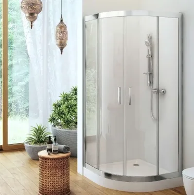 Produktbild von ECOLAM Duschkabine 90 x 90 x 190 cm Schiebetür R=55 Dusche Viertelkreis Klarglas 5 mm Clean Control