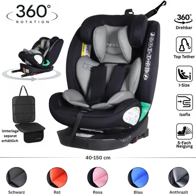 Produktbild von Autositz Kindersitz Isofix Top Tether 360° drehbar ECE R129/04 40-150cm K5 Spin Sitzunterlage