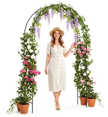 Produktbild von Rosenbogen Metall 240cm Gartenbogen Rankhilfe für Kletterpflanzen Pergola Stabil
