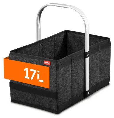 Produktbild von achilles Filz Einkaufskorb mit Aluminiumgriff – Stilvoller Tragekorb aus hochwertigem Filz – Leicht & stabil mit verstärktem Boden – Faltbar & platzsparend fixierbar