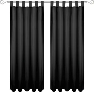 Produktbild von Gardine mit Schlaufen 140x175 cm ( Breite x Länge ) in Schwarz, blickdichter Vorhang, Schlaufenvorhang in vielen Variationen