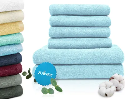 Produktbild von 6-tlg. Handtuchset - 4 Handtücher, 2 Duschtücher, 100% Baumwolle, hellblau