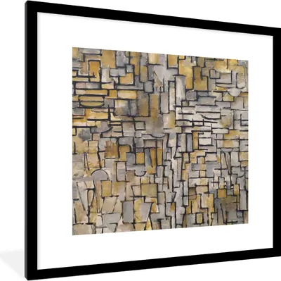 Produktbild von MuchoWow® Gerahmtes Poster Mondrian - Kunst - Alte Meister 40x40 cm - Poster mit Schwarzem Bilderrahmen Wandposter Rahmen Foto Bilder - Poster - Plakat im Rahmen