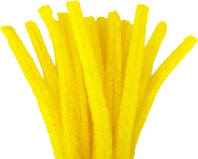 Produktbild von 15 Pfeifenreiniger 15mm Länge 30cm Chenille-Draht gelb