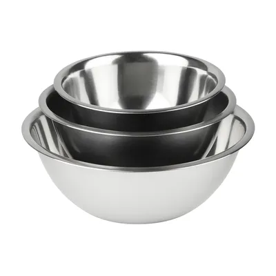 Produktbild von Set 3x Edelstahl Schüssel 16/20/26cm – Rührschüsseln Küche Stapelbar