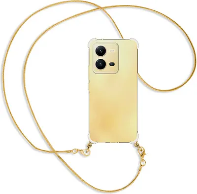 Produktbild von Handykette Backcover-Schutzhülle mit Band (Metall goldfarben) für vivo X80 Lite, vivo V25 (6.44'') - goldfarbene Snake-Kette