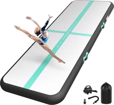 Produktbild von Aufblasbare Turnmatte, 2-6 m – 10/15 cm dick – Gymnastikmatte mit 600-W-Elektropumpe – für Fitness, Yoga und zu Hause