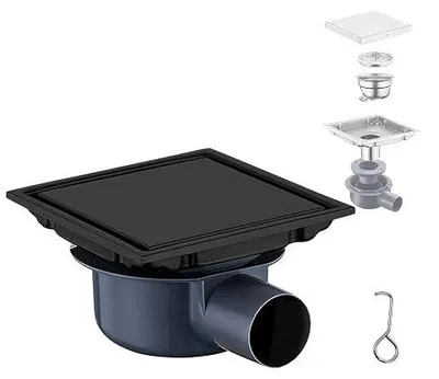 Zdjęcie produktu dla Odpływ prysznicowy kwadratowy 10X10 cm stal nierdzewna filtr do łazienki