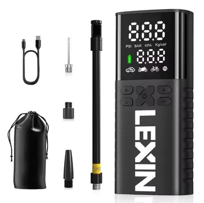 Zdjęcie produktu dla Inteligentna sprężarka powietrza Lexin P4, bezprzewodowa pompka do opon z akumulatorem 4000 mAh, automatyczne wyłączanie, manometr do 150 PSI