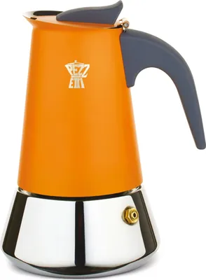 Produktbild von Espressokocher Pezzetti Steelexpress, Edelstahl, 4 Tassen, Induktionsgeeignet, Orange