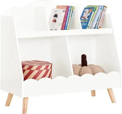 Immagine prodotto di Pianetto portaoggetti per bambini con 5 scomparti - Scaffale bianco in stile Montessori e porta riviste