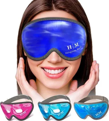 Productafbeelding van Unyqoos® Koel- en warmte-oogmasker – herbruikbaar gel-ijsmasker met een zachte pluchekant, verstelbare klittenbandsluiting, geschikt voor opgezwollen en vermoeide ogen, donkere kringen, hoofdpijn, migraine, kater en zonnebrand