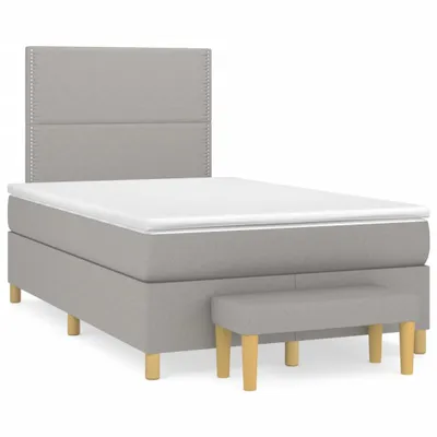 Produktbild von Boxspringbett mit Matratze Hellgrau 120x190 cm Stoff