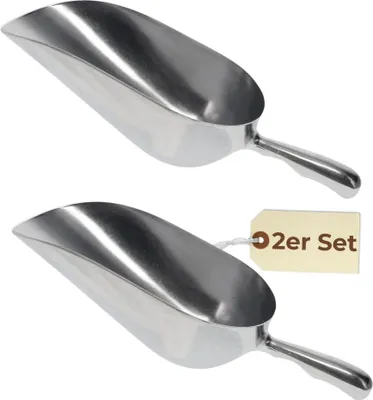 Produktbild von 2er Set Futterschaufel Aluminium 1200 ml Mehlschaufel Eisschaufel Abwiegeschaufel Sackschaufel Getreideschaufel Schaufel Metall