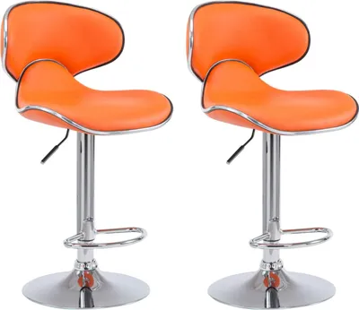 Produktbild von CLP 2er Set Barhocker Las Vegas V2 Kunstleder mit Fußstütze orange Gestell Farbe chrom