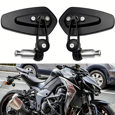 Immagine prodotto di Specchietto retrovisore universale per moto, diametro manubrio 7/8" (22mm), nero, in alluminio lavorato a controllo numerico (CNC)