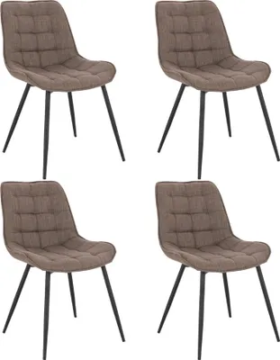 Produktbild von HOME DELUXE - Polsterstuhl IKALO 4er Set - Farbe: Grau / Braun - weiche Polsterung, bis 120 kg belastbar I Küchenstuhl Speisestühle Esszimmerstühle