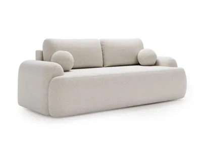 Productafbeelding van BETTSO Design Sofa CLOUDY | Bouclé/Teddy stof, wit | Met slaapfunctie en wavevering | Inclusief kussens in bolvorm | 260 cm