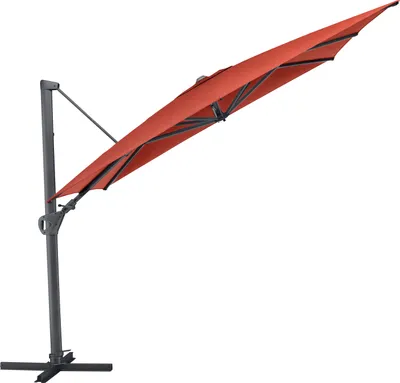 Produktbild von Kettler Easy Swing Ampelschirm 300x300 cm, UPF50+, inkl. Abdeckhaube+ Schirmständer, anthrazit matt/terrakotta, Aluminium/Polyester mit Polyurethan-Beschichtung