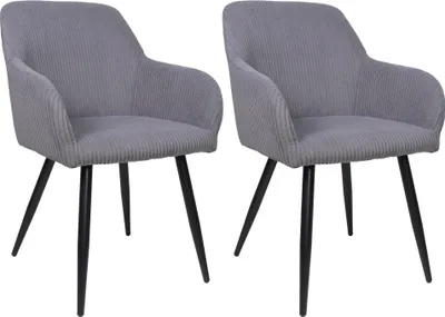 Produktbild von Albatros Esszimmerstuhl SILA – 2er Set Polsterstühle mit Armlehnen, Cord-Bezug | Küchen- & Esszimmerstühle für Küche, Wohnzimmer & Esszimmer | Esstisch Stühle | Grau