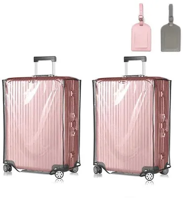 Produktbild von Ibenzoa® transparente Koffer-Schutzhüllen 2er-Set 71 cm, PVC, wasserdicht, kratzfest, wiederverwendbar – klare Gepäckschutzhüllen