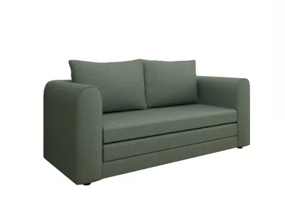 A green sofa bed shown from a side angle against a white background.