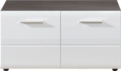 Produktbild von trendteam Garderobe Sitzbank Line Sardegna Rauchsilber Melamin/Weiß Hochglanz Tiefzieh 80 x 41 x 35 cm