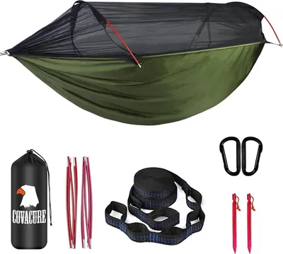 Zdjęcie produktu dla COVACURE hamak zewnętrzny z moskitierą udźwig 200kg Hamak 270x140 cm