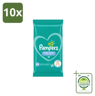 Immagine prodotto di 10 confezioni di salviette umidificate Pampers Fresh Clean - confezione grande - 10 pezzi