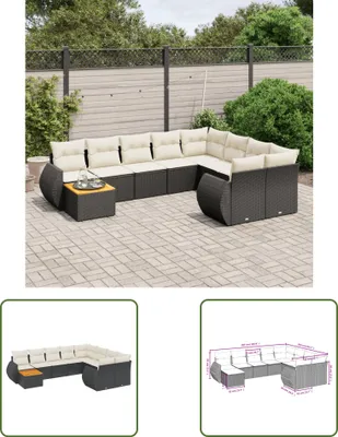 Produktbild von The Living Store 10-tlg. Garten-Sofagarnitur mit Kissen Schwarz Poly Rattan